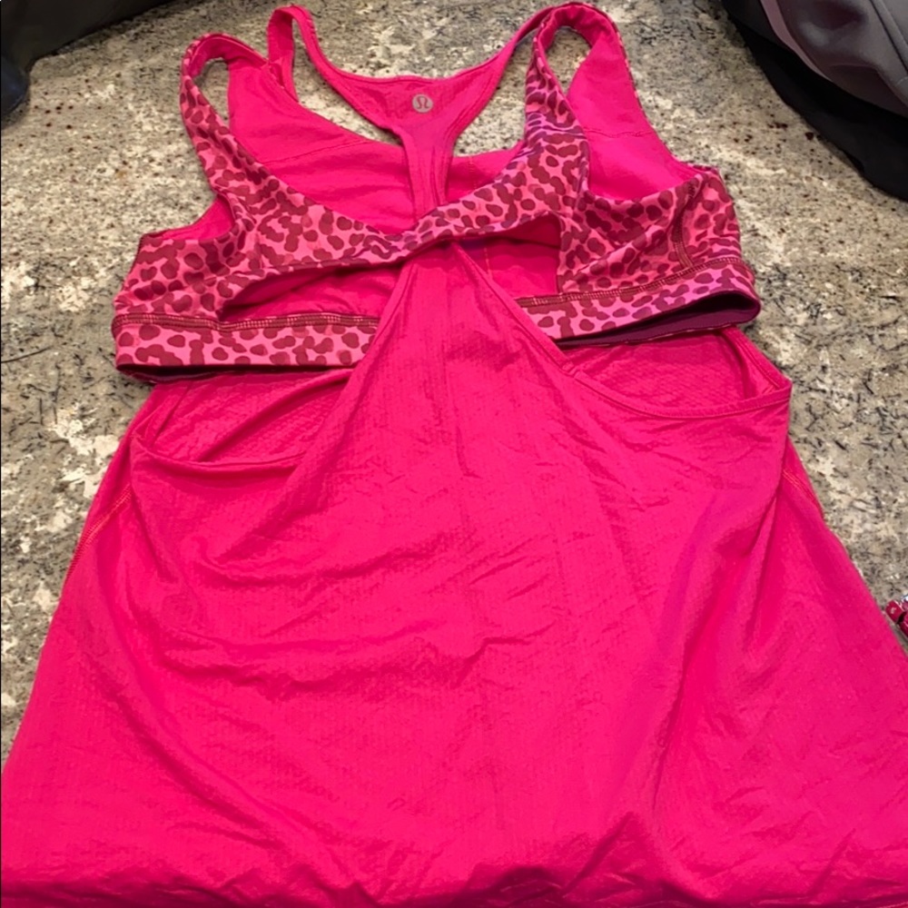 Pink tank with built in bra